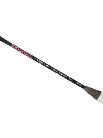 Victor Hello Kitty racket, Auraspeed ARS-KT, strung badminton racket, aluminum and graphite racket, cute racket for beginners, racket with bag included, G5 grip racket, entry-level badminton gear, playful design racket, durable training racket, racket for kids, Victor limited edition, fun badminton gear, colorful racket for starters, racket for young players