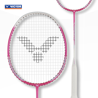 Victor Aura Speed 9 racket, lightweight strung badminton racket, graphite resin racket, 4U G5 badminton racket, low tension badminton racket, Victor AuraSpeed series, badminton racket for control, beginner to intermediate racket, Victor lightweight racket, badminton gear blue, resin shaft racket, smooth swing badminton racket, Victor AuraSpeed technology, responsive badminton racket, badminton for club players