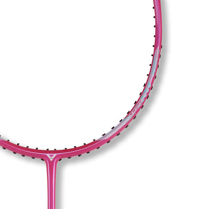 Victor Aura Speed 9 racket, lightweight strung badminton racket, graphite resin racket, 4U G5 badminton racket, low tension badminton racket, Victor AuraSpeed series, badminton racket for control, beginner to intermediate racket, Victor lightweight racket, badminton gear blue, resin shaft racket, smooth swing badminton racket, Victor AuraSpeed technology, responsive badminton racket, badminton for club players