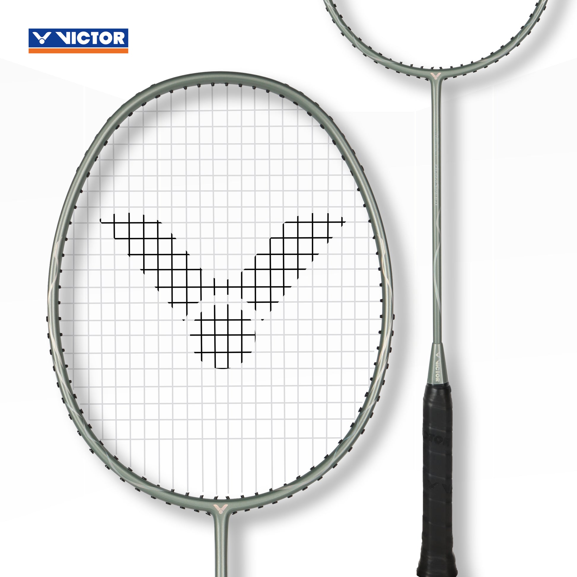 Victor Auraspeed 3200, ARS-3200 racket, silver badminton racket, beginner badminton racket, slightly head-light racket, medium flex badminton racket, graphite resin shaft, fast swing racket, defensive play racket, 4U G5 Victor racket, lightweight racket, Victor training racket, ARS badminton series, Victor racket for speed, cream grey design racket