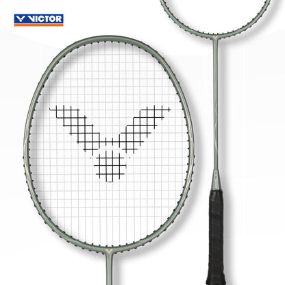 Victor Auraspeed 3200, ARS-3200 racket, silver badminton racket, beginner badminton racket, slightly head-light racket, medium flex badminton racket, graphite resin shaft, fast swing racket, defensive play racket, 4U G5 Victor racket, lightweight racket, Victor training racket, ARS badminton series, Victor racket for speed, cream grey design racket