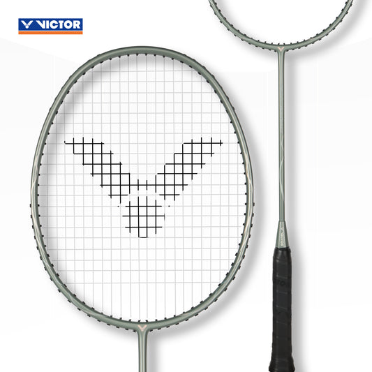 Victor Auraspeed 3200, ARS-3200 racket, silver badminton racket, beginner badminton racket, slightly head-light racket, medium flex badminton racket, graphite resin shaft, fast swing racket, defensive play racket, 4U G5 Victor racket, lightweight racket, Victor training racket, ARS badminton series, Victor racket for speed, cream grey design racket