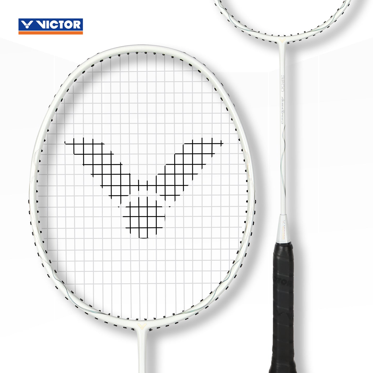 Victor ARS-3200 white black, badminton racket Victor, medium flex shaft racket, head light balance racket, Victor 4U G5 racket, graphite resin frame, Victor training racket, quick swing racket, beginner intermediate racket, Victor Auraspeed design, lightweight badminton racket, classic black white racket, fast-paced badminton gear, professional badminton equipment, Victor ARS lightweight model