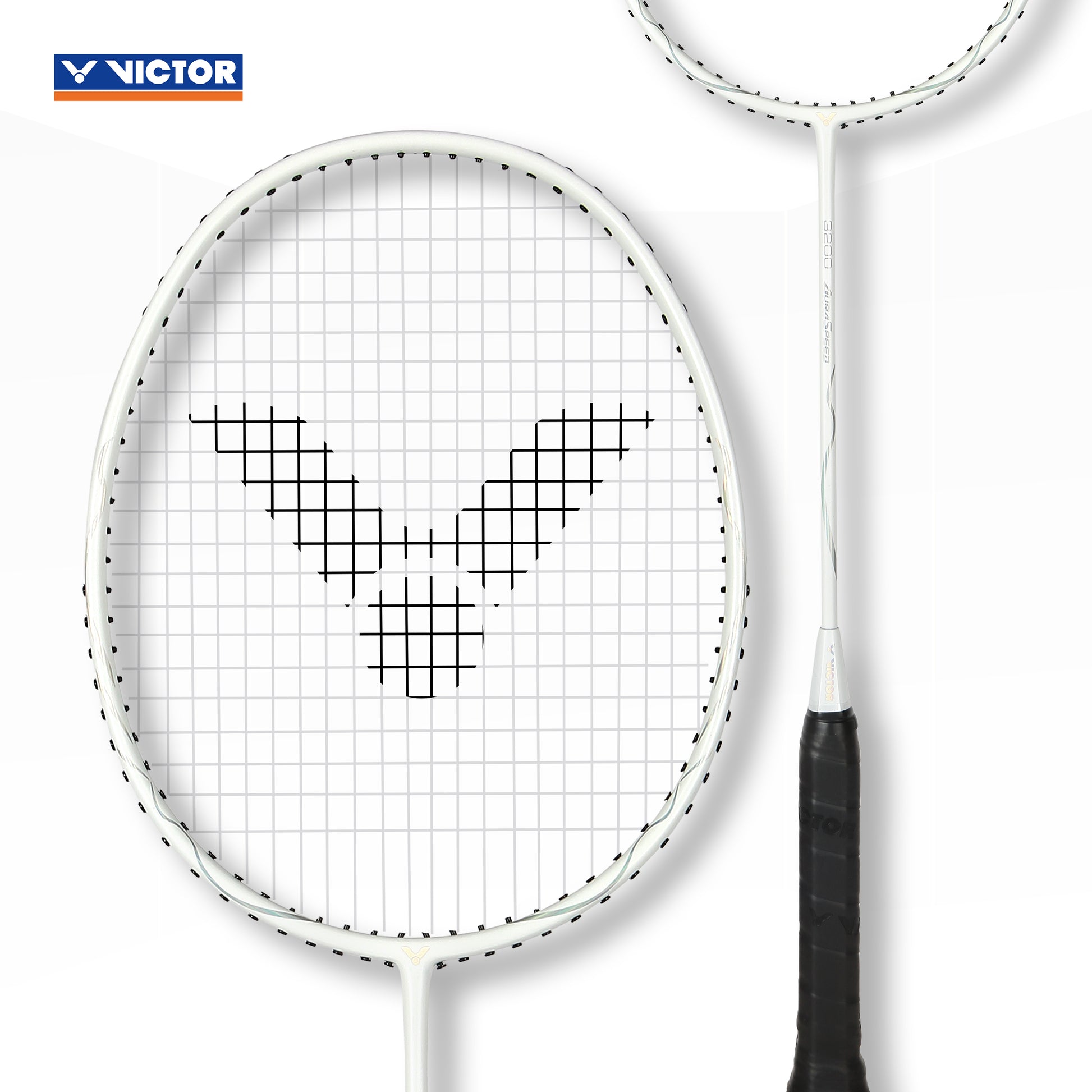 Victor ARS-3200 white black, badminton racket Victor, medium flex shaft racket, head light balance racket, Victor 4U G5 racket, graphite resin frame, Victor training racket, quick swing racket, beginner intermediate racket, Victor Auraspeed design, lightweight badminton racket, classic black white racket, fast-paced badminton gear, professional badminton equipment, Victor ARS lightweight model