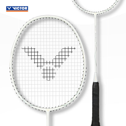 Victor ARS-3200 white black, badminton racket Victor, medium flex shaft racket, head light balance racket, Victor 4U G5 racket, graphite resin frame, Victor training racket, quick swing racket, beginner intermediate racket, Victor Auraspeed design, lightweight badminton racket, classic black white racket, fast-paced badminton gear, professional badminton equipment, Victor ARS lightweight model