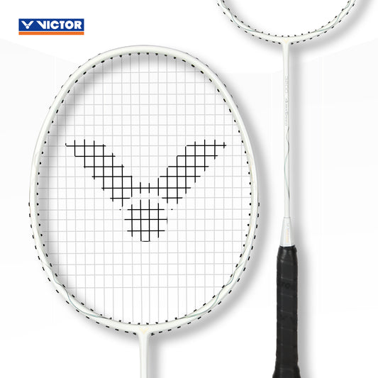 Victor ARS-3200 white black, badminton racket Victor, medium flex shaft racket, head light balance racket, Victor 4U G5 racket, graphite resin frame, Victor training racket, quick swing racket, beginner intermediate racket, Victor Auraspeed design, lightweight badminton racket, classic black white racket, fast-paced badminton gear, professional badminton equipment, Victor ARS lightweight model