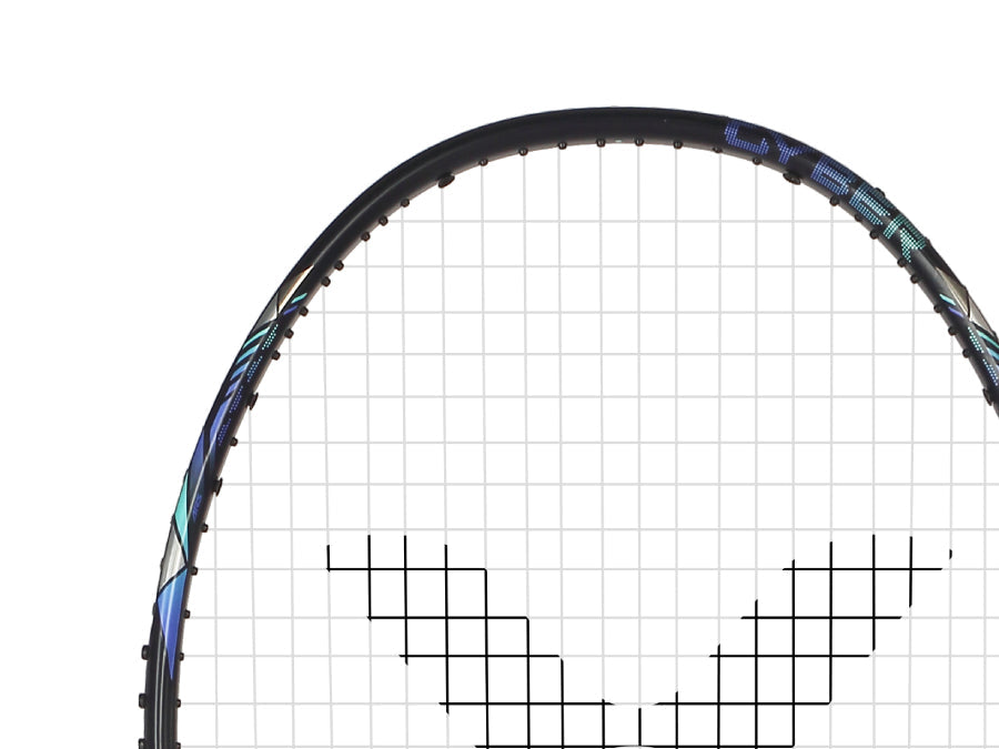 Auraspeed Cyber C racket, flexible badminton racket, high resilience graphite, nano resin frame, free core technology, black badminton racket, lightweight 4U racket, fast responsive racket, tournament badminton gear, advanced performance, durable graphite shaft, competitive racket, flexible shaft, high tension racket, professional badminton racket