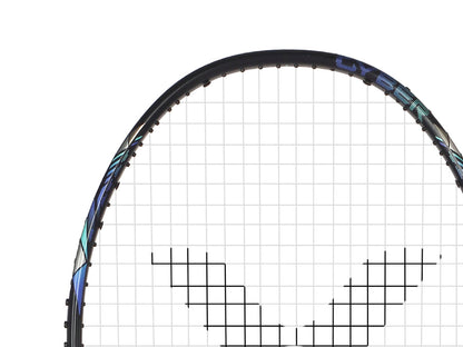 Auraspeed Cyber C racket, flexible badminton racket, high resilience graphite, nano resin frame, free core technology, black badminton racket, lightweight 4U racket, fast responsive racket, tournament badminton gear, advanced performance, durable graphite shaft, competitive racket, flexible shaft, high tension racket, professional badminton racket
