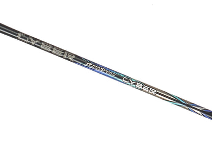 Auraspeed Cyber C racket, flexible badminton racket, high resilience graphite, nano resin frame, free core technology, black badminton racket, lightweight 4U racket, fast responsive racket, tournament badminton gear, advanced performance, durable graphite shaft, competitive racket, flexible shaft, high tension racket, professional badminton racket