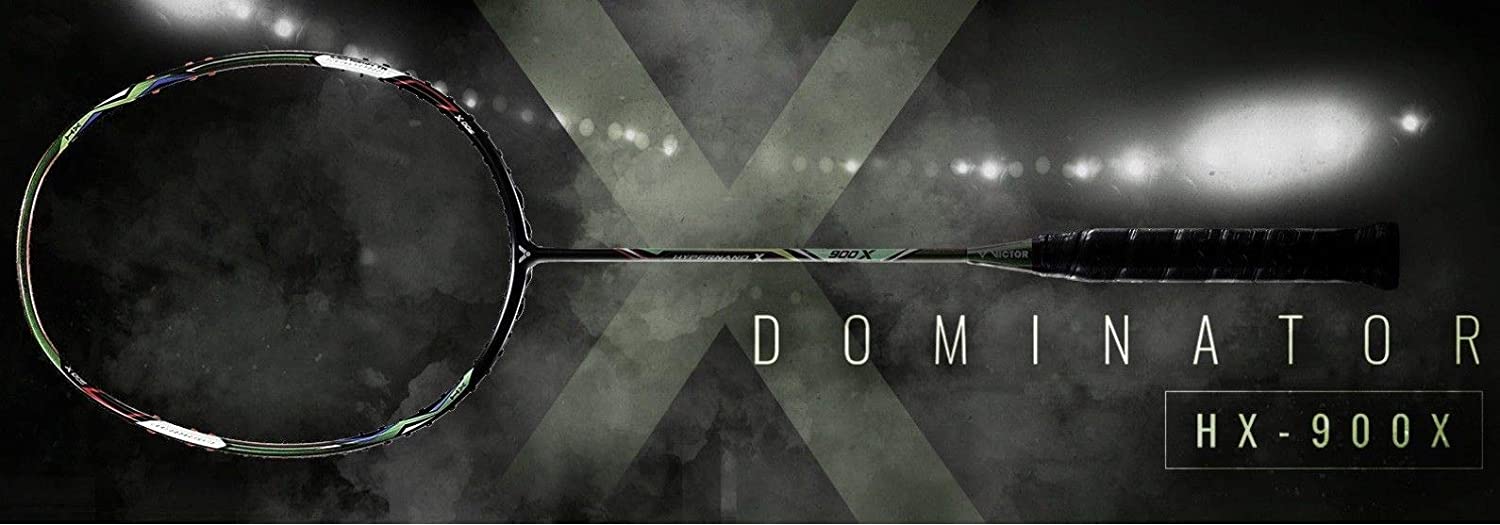 Victor Hypernano 900X, unstrung badminton racket, stiff flex racket, Nano Fortify TR, Hard Cored Technology, 3U/4U options, attacking style racket, PYROFIL shaft, advanced player racket, precision smasher racket, speed and strength balance, high-level tournament racket, graphite tech frame, Victor elite series, badminton racket for power
