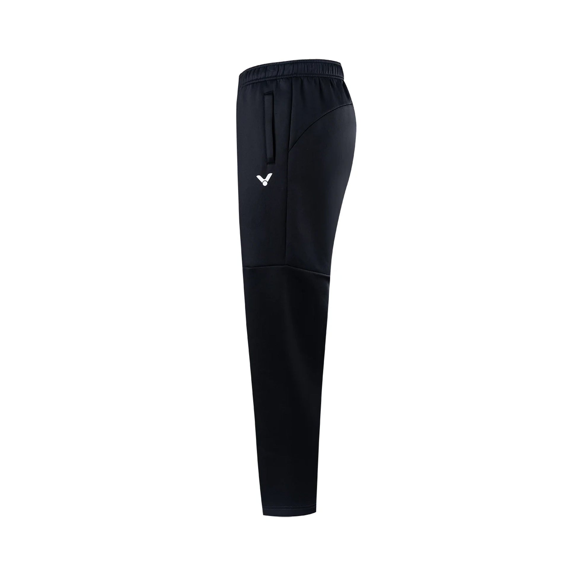 black badminton pants, victor training pants, drainclean technology pants, quick-dry badminton pants, 100% polyester sportswear, breathable training pants, badminton warm-up wear, flexible sports pants, moisture-wicking pants, athletic courtwear, black sports bottoms, racket sports pants, men's badminton trousers, casual training pants, performance sports pants