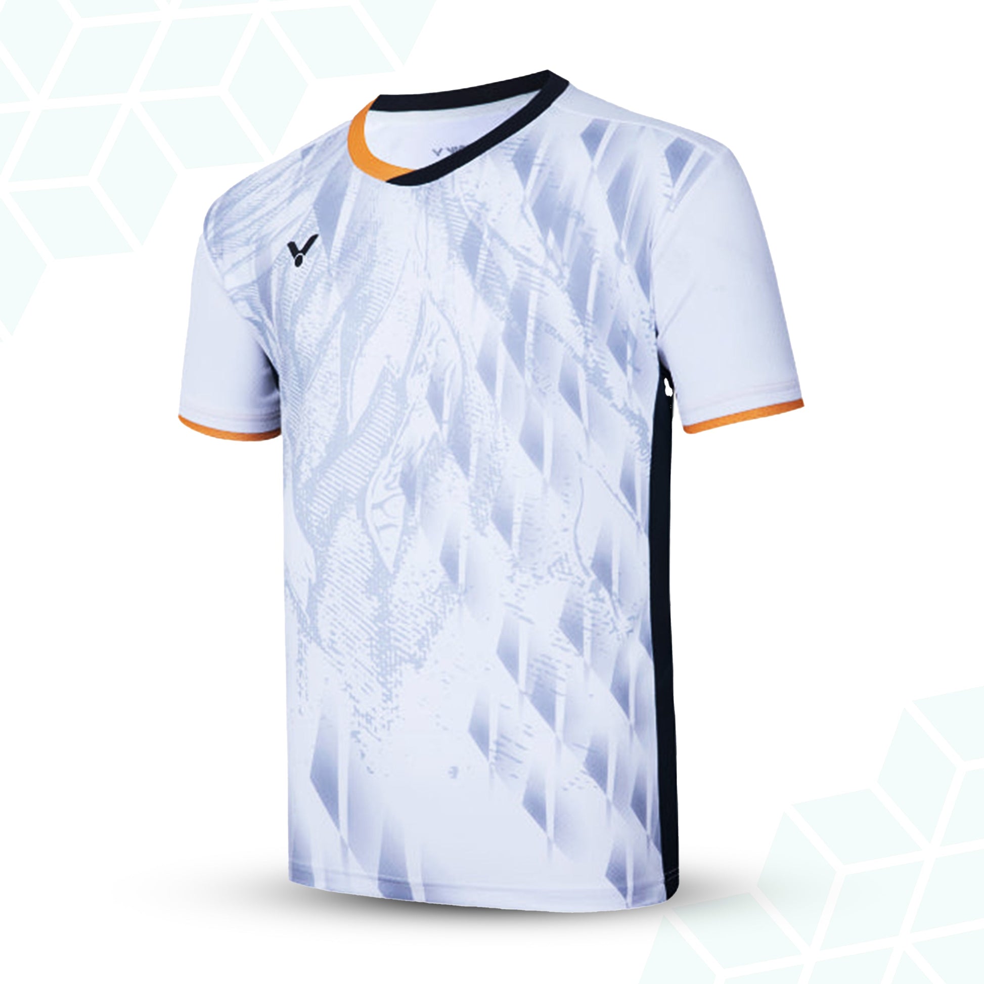 men's badminton t-shirt, victor performance shirt, perfect dry technology t-shirt, LAT lateral stability shirt, carbon tuck board shirt, high-performance badminton shirt, breathable men's sportswear, moisture control t-shirt, pro badminton t-shirt, dry fit men's shirt, polyester mesh shirt, fast-drying sports t-shirt, badminton apparel for men, activewear for court sports, technical sportswear for badminton