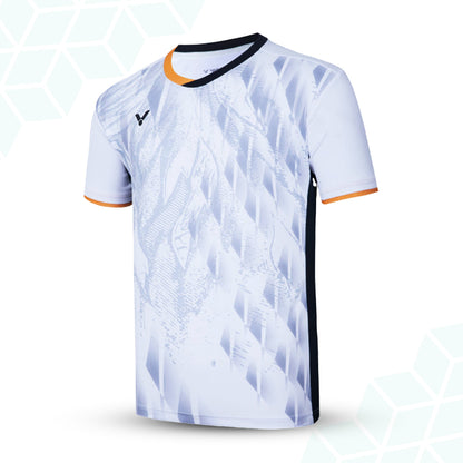 men's badminton t-shirt, victor performance shirt, perfect dry technology t-shirt, LAT lateral stability shirt, carbon tuck board shirt, high-performance badminton shirt, breathable men's sportswear, moisture control t-shirt, pro badminton t-shirt, dry fit men's shirt, polyester mesh shirt, fast-drying sports t-shirt, badminton apparel for men, activewear for court sports, technical sportswear for badminton