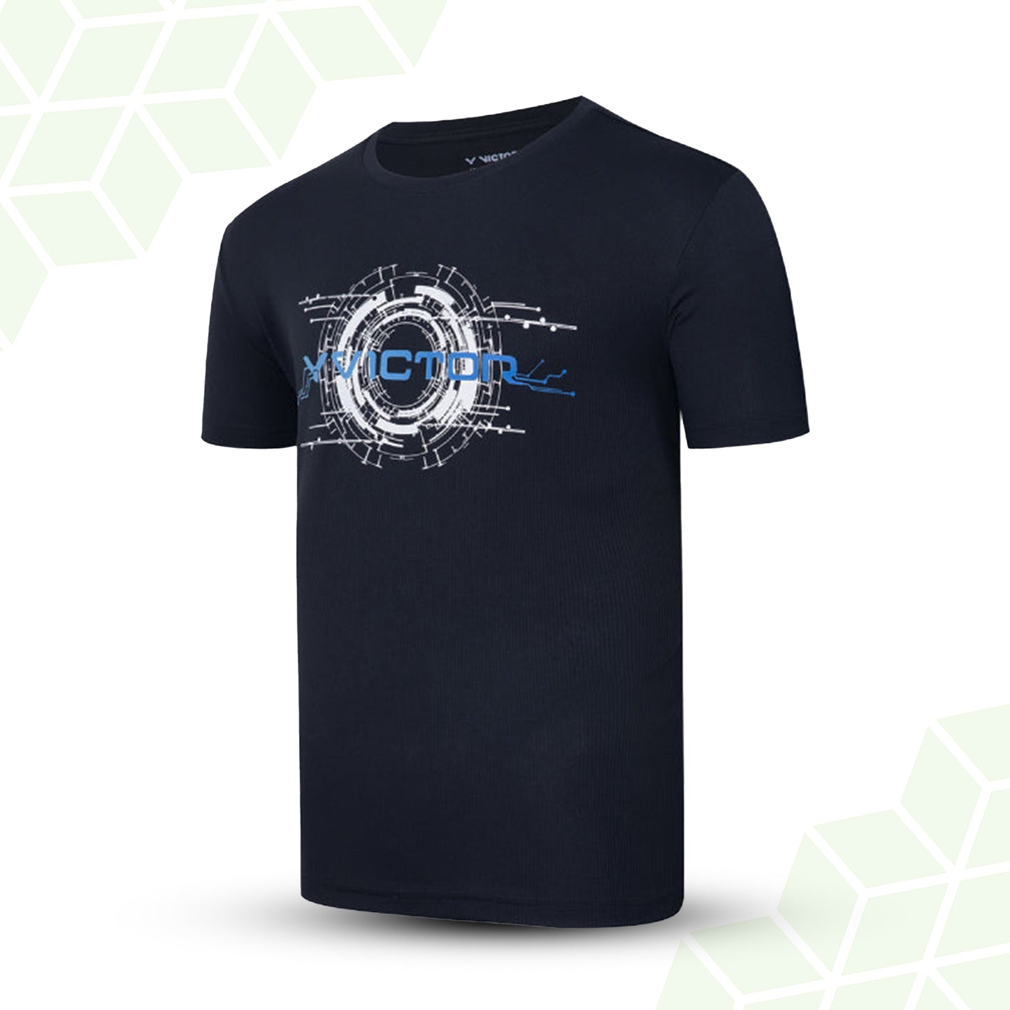 white and black sports t-shirt, perfect dry unisex shirt, badminton shirt with dry tech, breathable 100% polyester shirt, unisex courtwear, quick-dry victor badminton t-shirt, lightweight racket sportswear, white badminton tee, moisture-wicking t-shirt for men and women, unisex dry fit shirt, victor sports top, badminton training apparel, multi-use sports shirt, comfortable badminton wear, pro-level sportswear