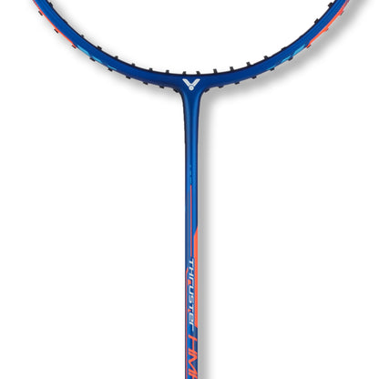 Victor Thruster Hammer racket, 5U strung racket, flexible badminton racket, high repulsion racket, powerful smash racket, graphite + resin frame, head heavy racket, aggressive play racket, Victor racket for attack, badminton racket for hard hitters, G6 grip Victor racket, lightweight graphite racket, badminton racket for performance, high string tension racket, Victor power racket