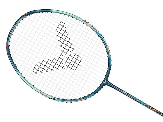 Victor Thruster Hammer racket, 5U strung racket, flexible badminton racket, high repulsion racket, powerful smash racket, graphite + resin frame, head heavy racket, aggressive play racket, Victor racket for attack, badminton racket for hard hitters, G6 grip Victor racket, lightweight graphite racket, badminton racket for performance, high string tension racket, Victor power racket