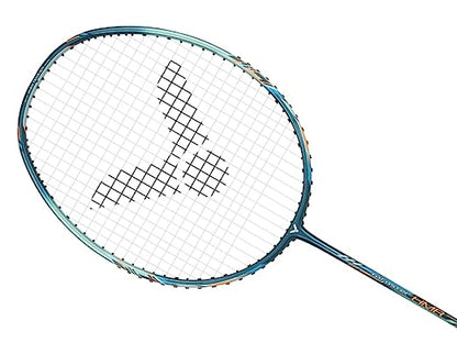 Victor Thruster Hammer racket, 5U strung racket, flexible badminton racket, high repulsion racket, powerful smash racket, graphite + resin frame, head heavy racket, aggressive play racket, Victor racket for attack, badminton racket for hard hitters, G6 grip Victor racket, lightweight graphite racket, badminton racket for performance, high string tension racket, Victor power racket