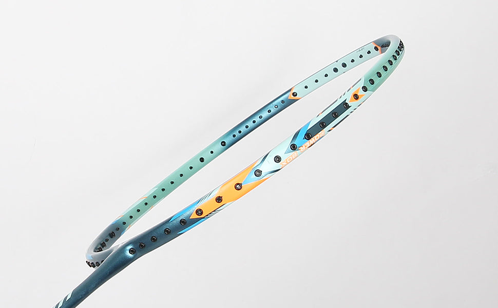 Victor Thruster Hammer racket, 5U strung racket, flexible badminton racket, high repulsion racket, powerful smash racket, graphite + resin frame, head heavy racket, aggressive play racket, Victor racket for attack, badminton racket for hard hitters, G6 grip Victor racket, lightweight graphite racket, badminton racket for performance, high string tension racket, Victor power racket
