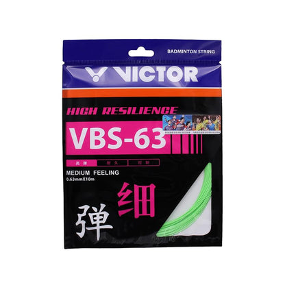high resilience string, Victor VBS‑63, 0.63mm nylon string, responsive racket string, control & durability string, made in Japan string, repulsion string string, medium feel string, string for advanced players, durable badminton string, lightweight string material, fatigue resistant string, premium string supply, tournament grade string, professional string type