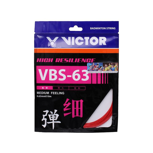 high resilience string, Victor VBS‑63, 0.63mm nylon string, responsive racket string, control & durability string, made in Japan string, repulsion string string, medium feel string, string for advanced players, durable badminton string, lightweight string material, fatigue resistant string, premium string supply, tournament grade string, professional string type