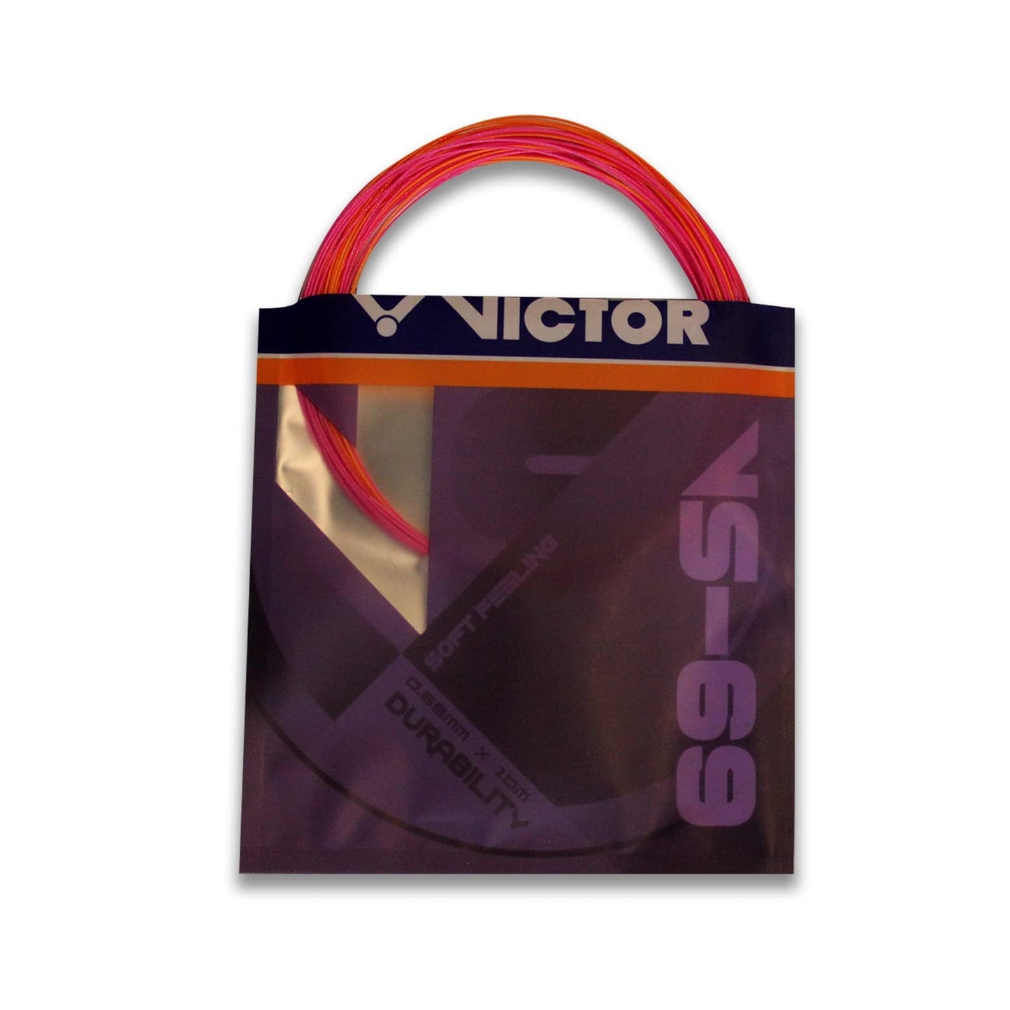 Victor VS-69 colorful string, navy and purple string set, red and orange badminton string, high control racket string, durable soft feel string, badminton strings for advanced players, multicolor racket string pack, high performance nylon string, 0.69mm badminton string, Victor badminton accessories, strong badminton string, racket upgrade string, pack of 2 Victor strings, sports string colors, professional badminton gear