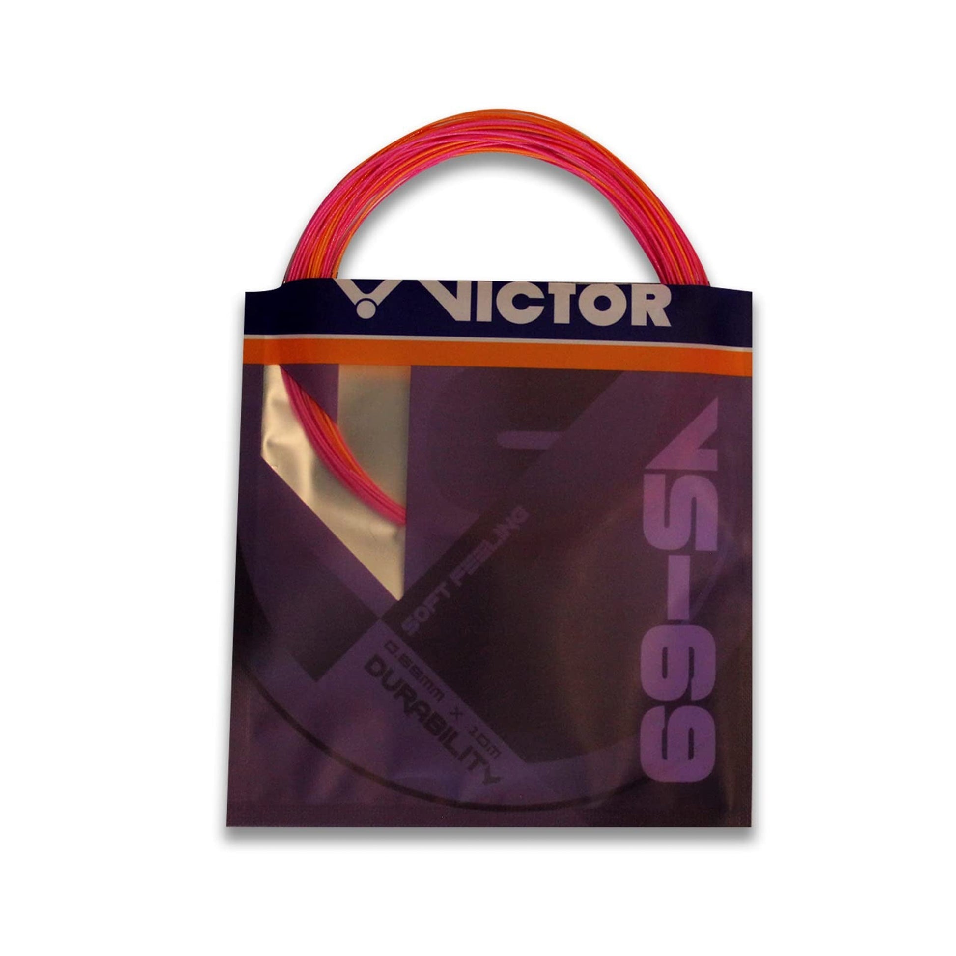 Victor VS-69 colorful string, navy and purple string set, red and orange badminton string, high control racket string, durable soft feel string, badminton strings for advanced players, multicolor racket string pack, high performance nylon string, 0.69mm badminton string, Victor badminton accessories, strong badminton string, racket upgrade string, pack of 2 Victor strings, sports string colors, professional badminton gear