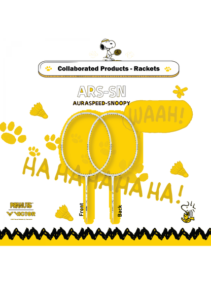 Victor Auraspeed SN white, unstrung Peanuts racket, professional level racket, high resilience graphite, Nano resin shaft, hard cored technology, 4U G5 racket, customizable string tension, clean white design, stylish performance racket, badminton for intermediate players, speed and power racket, lightweight racket for agility, Victor ARS SN series, limited edition badminton gear