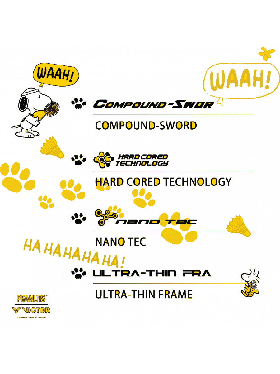 Victor Auraspeed SN white, unstrung Peanuts racket, professional level racket, high resilience graphite, Nano resin shaft, hard cored technology, 4U G5 racket, customizable string tension, clean white design, stylish performance racket, badminton for intermediate players, speed and power racket, lightweight racket for agility, Victor ARS SN series, limited edition badminton gear