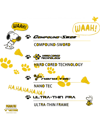 Victor Auraspeed SN white, unstrung Peanuts racket, professional level racket, high resilience graphite, Nano resin shaft, hard cored technology, 4U G5 racket, customizable string tension, clean white design, stylish performance racket, badminton for intermediate players, speed and power racket, lightweight racket for agility, Victor ARS SN series, limited edition badminton gear