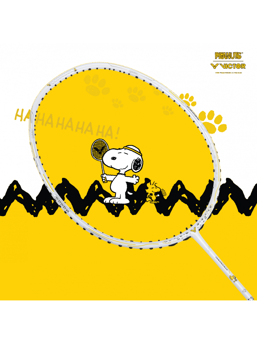 Victor Auraspeed SN white, unstrung Peanuts racket, professional level racket, high resilience graphite, Nano resin shaft, hard cored technology, 4U G5 racket, customizable string tension, clean white design, stylish performance racket, badminton for intermediate players, speed and power racket, lightweight racket for agility, Victor ARS SN series, limited edition badminton gear