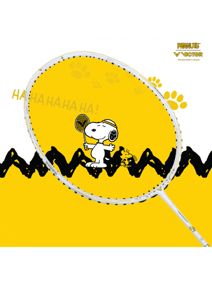 Victor Auraspeed SN white, unstrung Peanuts racket, professional level racket, high resilience graphite, Nano resin shaft, hard cored technology, 4U G5 racket, customizable string tension, clean white design, stylish performance racket, badminton for intermediate players, speed and power racket, lightweight racket for agility, Victor ARS SN series, limited edition badminton gear