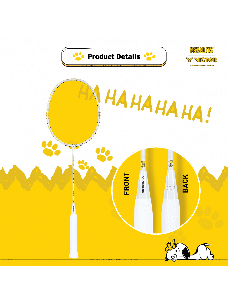 Victor Auraspeed SN white, unstrung Peanuts racket, professional level racket, high resilience graphite, Nano resin shaft, hard cored technology, 4U G5 racket, customizable string tension, clean white design, stylish performance racket, badminton for intermediate players, speed and power racket, lightweight racket for agility, Victor ARS SN series, limited edition badminton gear