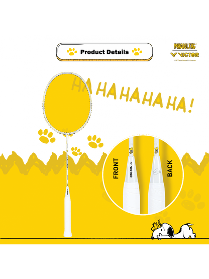 Victor Auraspeed SN white, unstrung Peanuts racket, professional level racket, high resilience graphite, Nano resin shaft, hard cored technology, 4U G5 racket, customizable string tension, clean white design, stylish performance racket, badminton for intermediate players, speed and power racket, lightweight racket for agility, Victor ARS SN series, limited edition badminton gear