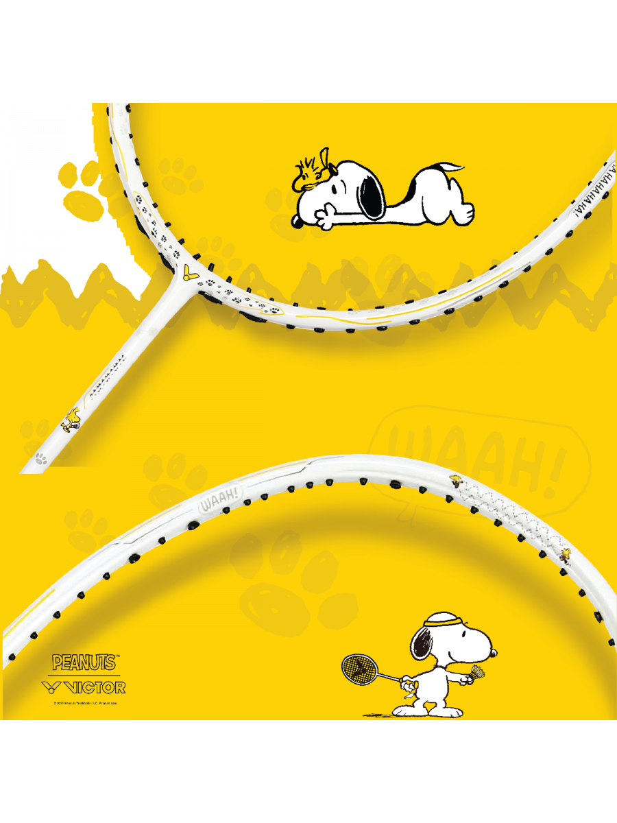 Victor Auraspeed SN white, unstrung Peanuts racket, professional level racket, high resilience graphite, Nano resin shaft, hard cored technology, 4U G5 racket, customizable string tension, clean white design, stylish performance racket, badminton for intermediate players, speed and power racket, lightweight racket for agility, Victor ARS SN series, limited edition badminton gear