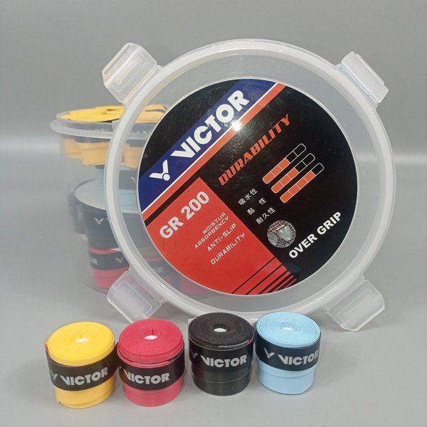 bulk overgrip pack, Victor GR200, 60 pieces overgrip, durability overgrips, 100% polyurethane grips, color variety grip, club pack handle wraps, non‑slip grip supply, coaches & clubs bulk, long lasting grip set, comfort & control grips, frequent grip replacement, value pack overgrip, grip tape collection, match ready handle grips