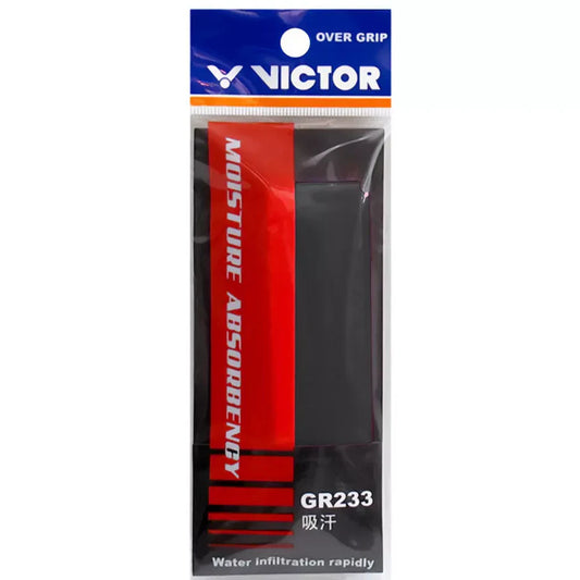 single overgrip, Victor GR233, moisture absorbing grip, sweat control grip, polyurethane grip, slim grip wrap, color options grip, lightweight grip tape, better racket control, non‑slip grip, replacement grip, comfort overgrip, thin grip layer, durable grip, color matching for racket handle