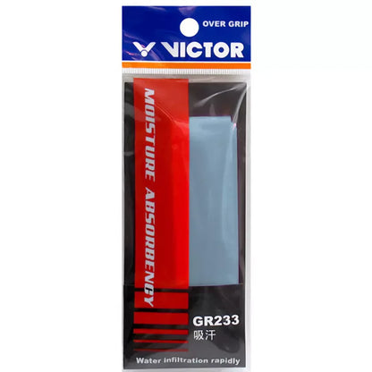 single overgrip, Victor GR233, moisture absorbing grip, sweat control grip, polyurethane grip, slim grip wrap, color options grip, lightweight grip tape, better racket control, non‑slip grip, replacement grip, comfort overgrip, thin grip layer, durable grip, color matching for racket handle